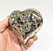 3.62" Polished PYRITE CRYSTAL HEART Carving Huanzala mine, Peru T721