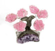 Beautiful Rose Quartz Gemstone Bonsai Tree On AMETHYST 6 Petals Brazil T27