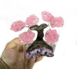 Beautiful Rose Quartz Gemstone Bonsai Tree On AMETHYST 6 Petals Brazil T27