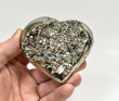 3.22" Polished PYRITE CRYSTAL HEART Carving Huanzala mine, Peru T720