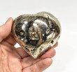 3.22" Polished PYRITE CRYSTAL HEART Carving Huanzala mine, Peru T720