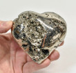 3.46" Polished PYRITE CRYSTAL HEART Carving Huanzala mine, Peru T712