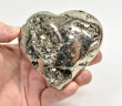 3.46" Polished PYRITE CRYSTAL HEART Carving Huanzala mine, Peru T712