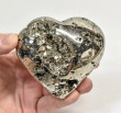 3.46" Polished PYRITE CRYSTAL HEART Carving Huanzala mine, Peru T712