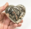 3.18" Polished PYRITE CRYSTAL HEART Carving Huanzala mine, Peru T716