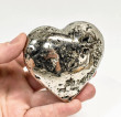 3.18" Polished PYRITE CRYSTAL HEART Carving Huanzala mine, Peru T716