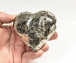 3.11" Polished PYRITE CRYSTAL HEART Carving Huanzala mine, Peru T717