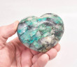 3.14" Polished QUARTZ MALACHITE CHRYSOCOLLA Heart Tentadora mine, Peru T724