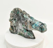 8.07" Polished QUARTZ MALACHITE CHRYSOCOLLA Horse Carving Peru T730
