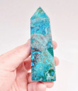 4.29" Polished QUARTZ MALACHITE CHRYSOCOLLA Heart Tentadora mine, Peru T727