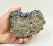 4.72" OCTOHEDRAL PYRITE With GALENA Crystal Cluster Huanzala mine, Peru T732