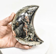 5.19" Polished PYRITE CRYSTAL Half MOON Carving Huanzala mine, Peru T780