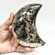 5.19" Polished PYRITE CRYSTAL Half MOON Carving Huanzala mine, Peru T780