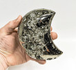 4.56" Polished PYRITE CRYSTAL Half MOON Carving Huanzala mine, Peru T784