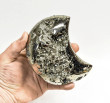 4.56" Polished PYRITE CRYSTAL Half MOON Carving Huanzala mine, Peru T784