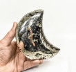 5" Polished PYRITE CRYSTAL Half MOON Carving Huanzala mine, Peru T782
