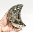 5.90" Polished PYRITE CRYSTAL Half MOON Carving Huanzala mine, Peru T781