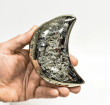 4.09" Polished PYRITE CRYSTAL Half MOON Carving Huanzala mine, Peru T788