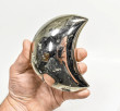 4.25" Polished PYRITE CRYSTAL Half MOON Carving Huanzala mine, Peru T786