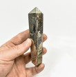 4.88" Polished PYRITE Double Terminated VOGEL 6 sided Huanzala mine, Peru T792