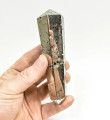 4.84" Polished PYRITE Double Terminated VOGEL 6 sided Huanzala mine, Peru T796