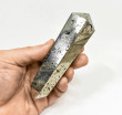 4.80" Polished PYRITE Double Terminated VOGEL 6 sided Huanzala mine, Peru T790