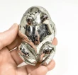 2.75" Polished PYRITE CRYSTAL FROG Carving Huanzala mine, Peru T808