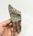 5" Polished PYRITE Standing SCULPTURE Carving Huanzala Mine Peru T824