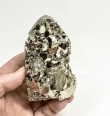 3.81" Polished PYRITE Standing SCULPTURE Carving Huanzala Mine Peru T822