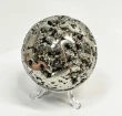 2.87" Polished PYRITE CRYSTAL SPHERE With Stand Huanzala Mine Peru T837