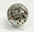 2.87" Polished PYRITE CRYSTAL SPHERE With Stand Huanzala Mine Peru T837
