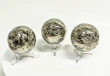3 Pcs Polished PYRITE CRYSTAL SPHERE With Stand Bulk set Huanzala Mine Peru T851