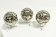 3 Pcs Polished PYRITE CRYSTAL SPHERE With Stand Bulk set Huanzala Mine Peru T851