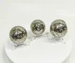 3 Pcs Polished PYRITE CRYSTAL SPHERE With Stand Bulk set Huanzala Mine Peru T852