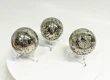 3 Pcs Polished PYRITE CRYSTAL SPHERE With Stand Bulk set Huanzala Mine Peru T854