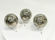 3 Pcs Polished PYRITE CRYSTAL SPHERE With Stand Bulk set Huanzala Mine Peru T854