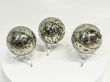 3 Pcs Polished PYRITE CRYSTAL SPHERE With Stand Bulk set Huanzala Mine Peru T854