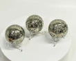3 Pcs Polished PYRITE CRYSTAL SPHERE With Stand Bulk set Huanzala Mine Peru T854