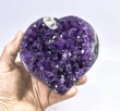 4.40" AMETHYST CRYSTAL With CALCITE HEART With Stand Polished Sides Uruguay Q929