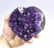 4.40" AMETHYST CRYSTAL With CALCITE HEART With Stand Polished Sides Uruguay Q929