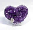 3.85" AMETHYST With CALCITE CRYSTAL HEART With Stand Polished Sides Uruguay Q934