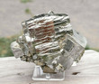 5.78" GOLDEN Cubic PYRITE CRYSTAL Cluster With Quartz Huanzala Mine, Peru P125