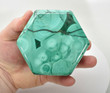 3.54" Beautiful Polished MALACHITE Hexagon JEWELRY BOX - Congo mc640