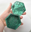 3.54" Beautiful Polished MALACHITE Hexagon JEWELRY BOX - Congo mc640