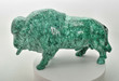 11.14" Beautiful POLISHED MALACHITE BISON with Fish Animal Carving - Congo mc604
