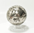 2.91" GOLDEN Polished PYRITE SPHERE With Stand "Video" - Peru P668