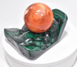 5.51" POLISHED MALACHITE Ashtray, Bowl, Sphere Stand "Video" - Congo a845