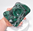 5.51" POLISHED MALACHITE Ashtray, Bowl, Sphere Stand "Video" - Congo a845