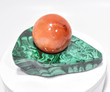 6.29" POLISHED MALACHITE Ashtray, Bowl, Sphere Stand "Video" - Congo a846