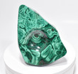 6.29" POLISHED MALACHITE Ashtray, Bowl, Sphere Stand "Video" - Congo a846